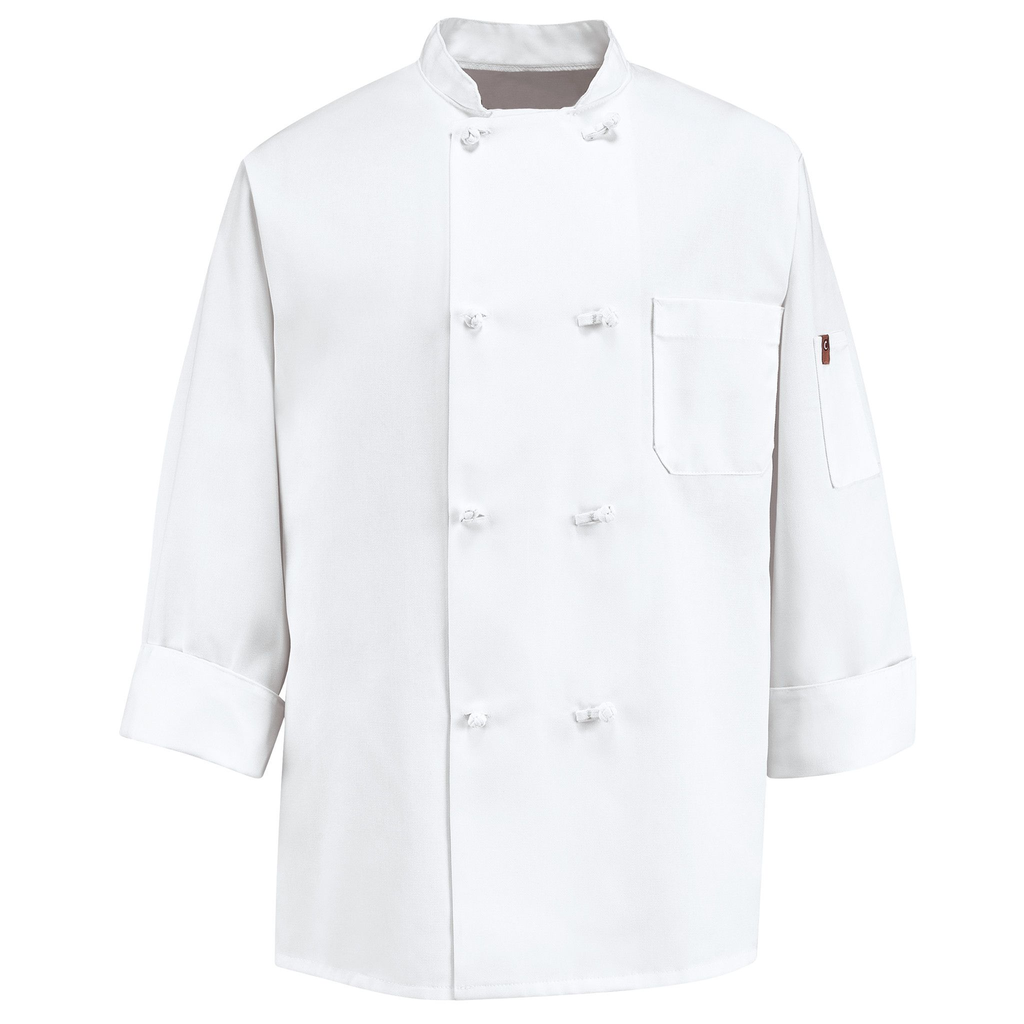 Eight Knot Button Chef Coat with Thermometer Pocket