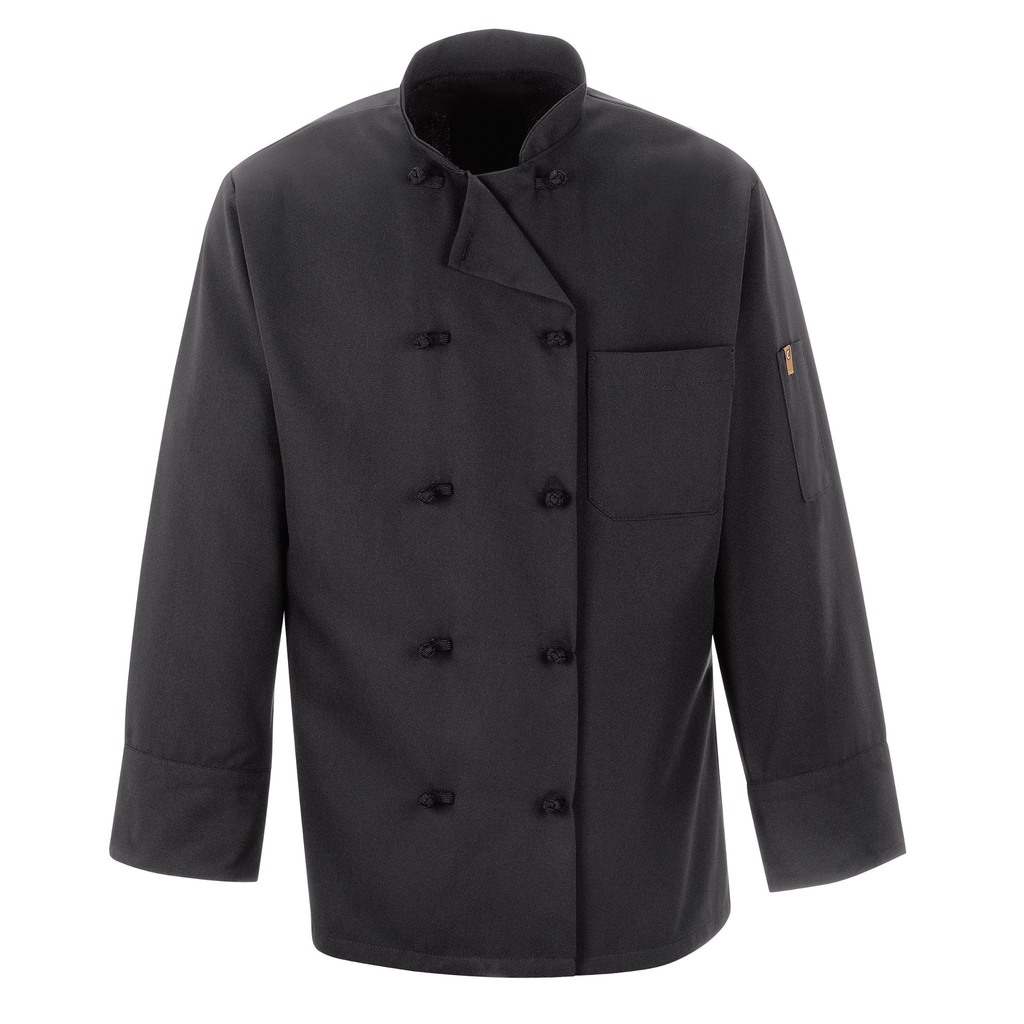 Black Chef Coat Ten Knot Buttons