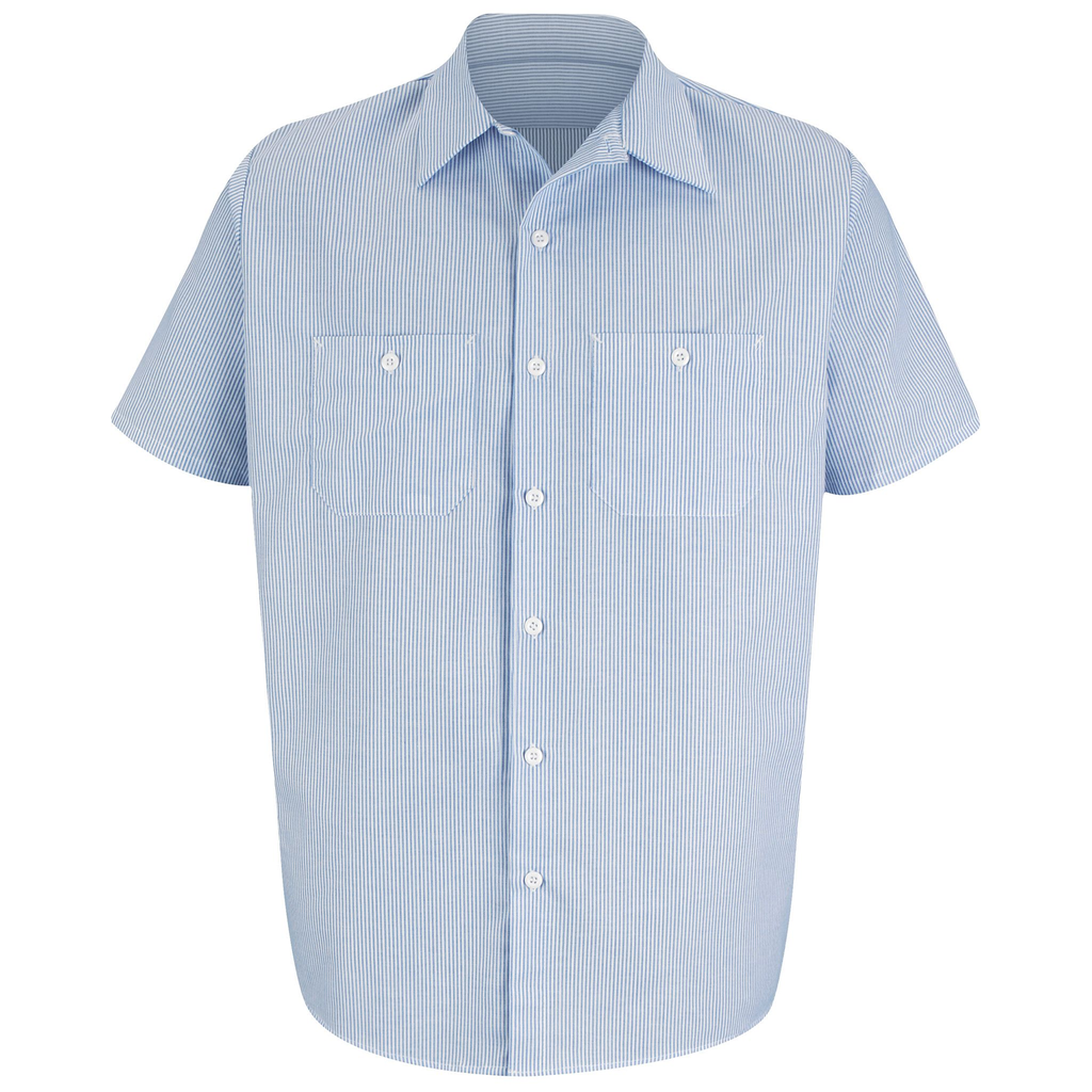 Men's Short Sleeve Industrial Stripe Work Shirt