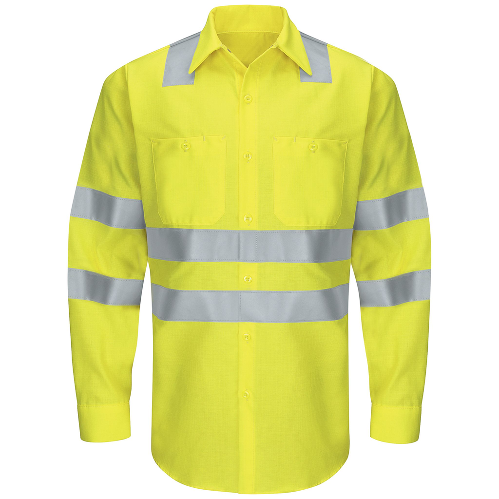 Men's Hi-Visibility Long Sleeve Ripstop Work Shirt - Type R, Class 3