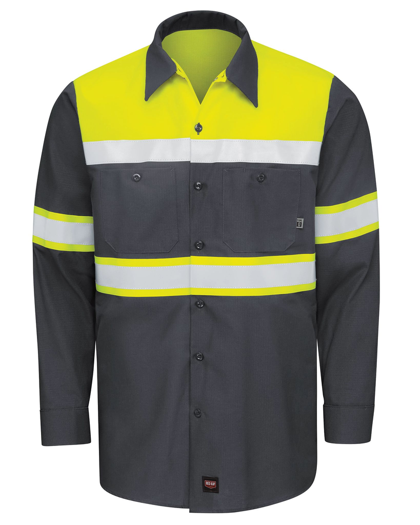 Hi-Visibility Long Sleeve Color Block Ripstop Work Shirt - Type O, Class 1