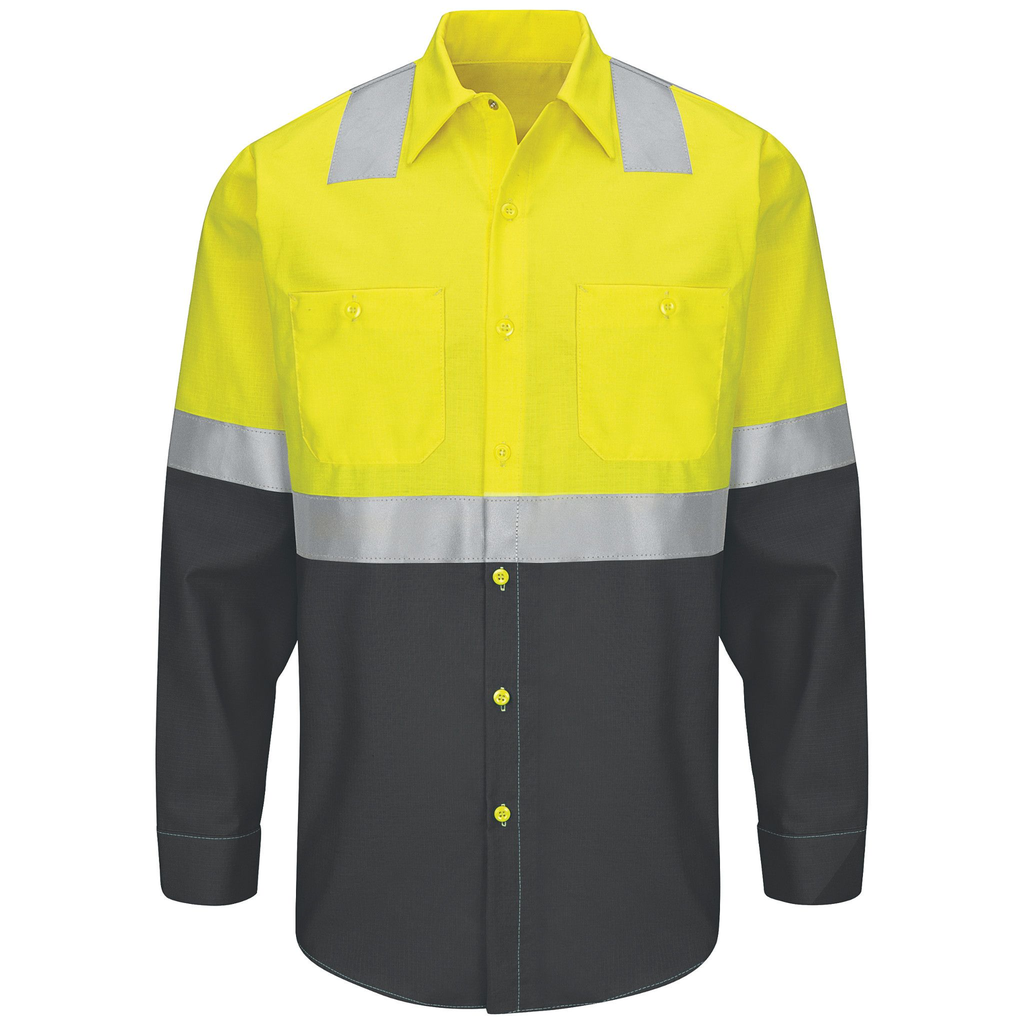 Hi-Visibility Long Sleeve Color Block Ripstop Work Shirt - Type R, Class 2