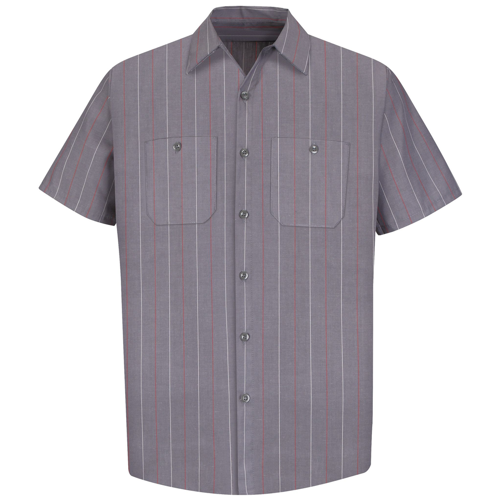 Men's Short Sleeve Industrial Stripe Work Shirt