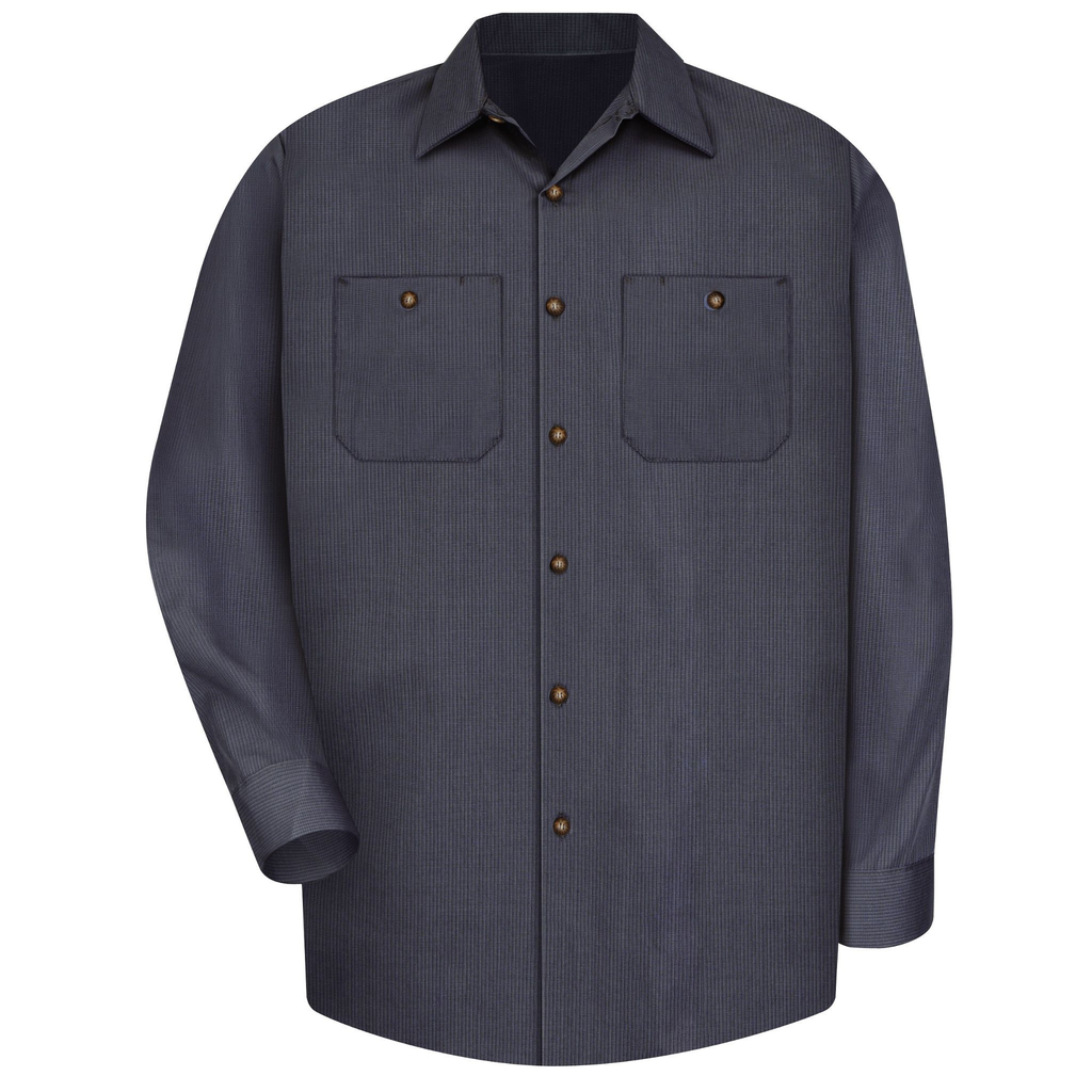 Men's Long Sleeve Geometric Microcheck Work Shirt