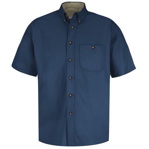 Men's Short Sleeve Cotton Contrast Dress Shirt