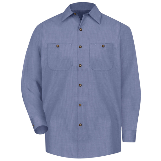 Men's Long Sleeve Geometric Microcheck Work Shirt