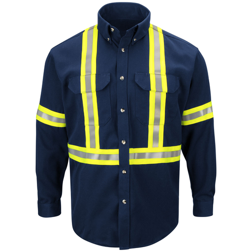Men's Midweight FR Enhanced Visibility Uniform Shirt with Reflective Trim