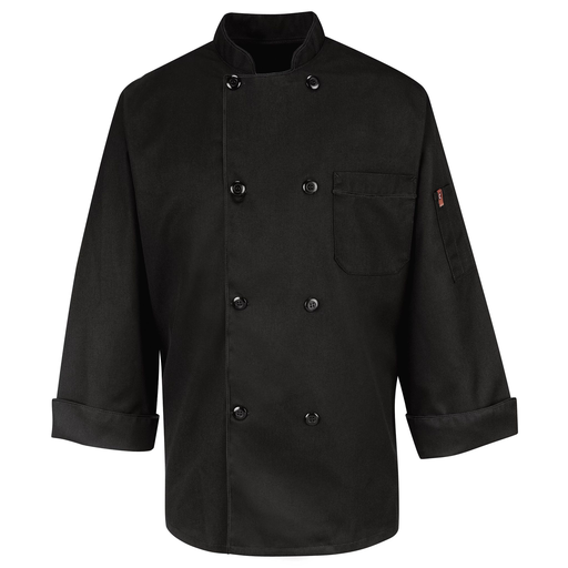 Eight Pearl Button Black Chef Coat