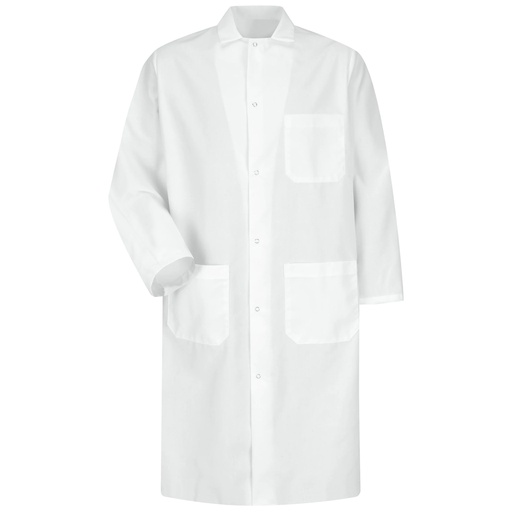 Gripper-Front Spun Polyester Butcher Coat with Interior Pocket