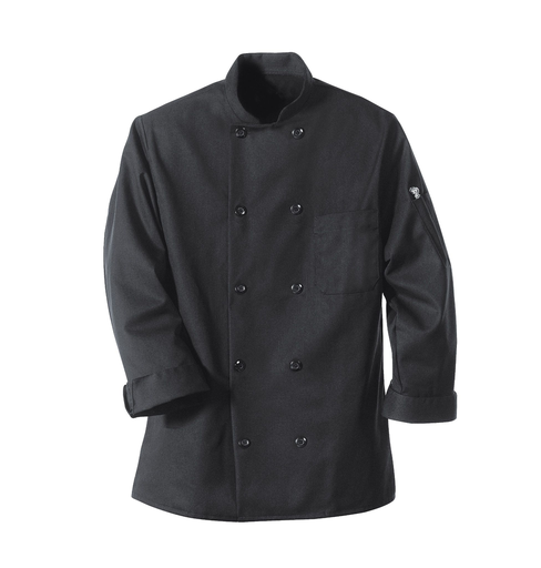 Black Chef Coat Ten Pearl Buttons