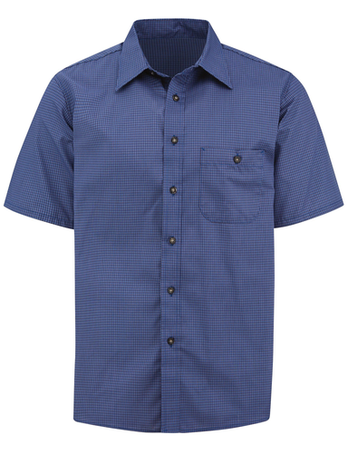 MNS SS BLUE  MINI PLAID SHIRT
